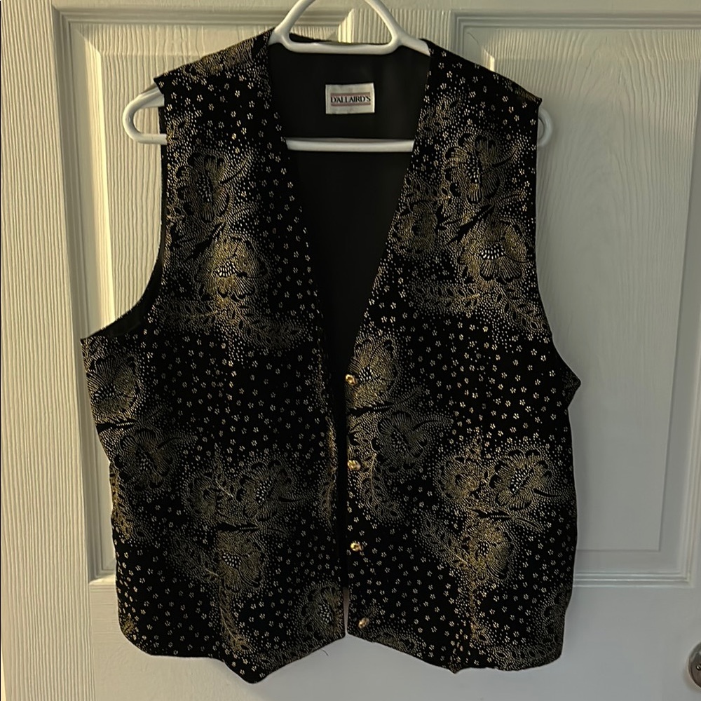 Vintage D'Allaird's Elegant Black and Gold Vest